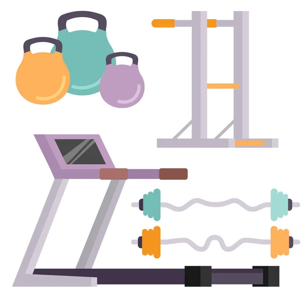 Fitness club de gym icônes vectorielles athlet et sport activité corps outils équipement haltère bien-être — Image vectorielle
