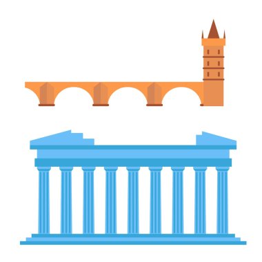 Avrupa seyahat turizm seyahat ünlü sanayi ve euro macera uluslararası vektör çizim.