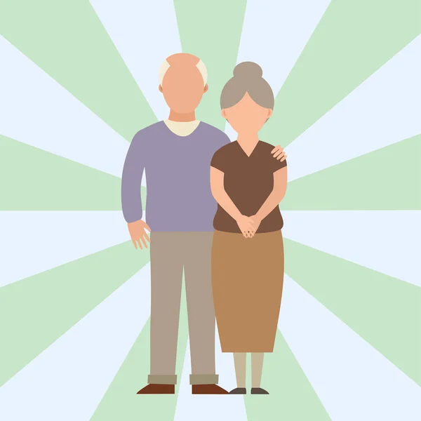 Menschen glücklich Liebe Senioren Paar Cartoon Beziehung Charaktere Lifestyle Vektor Illustration entspannte Freunde. — Stockvektor