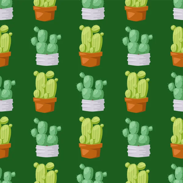 Природа кактуса пустеля зелена мексиканська соковита тропічна рослина безшовний візерунок кактуси квіткові Векторні ілюстрації . — стоковий вектор