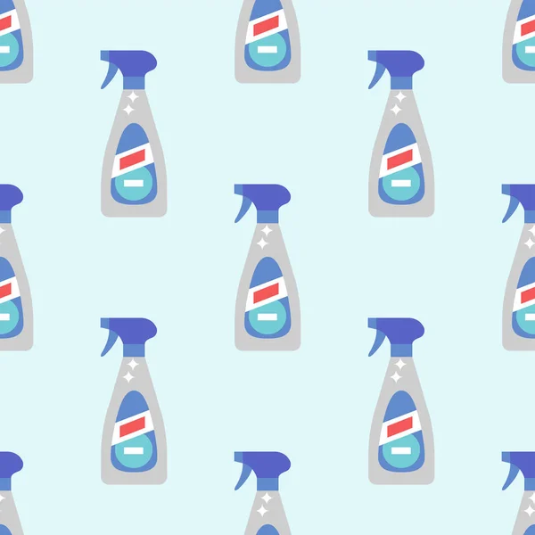 Limpiador botella química trabajo doméstico producto patrón inconsútil lavado equipo limpieza plana vector ilustración . — Vector de stock