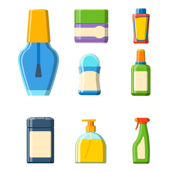 Banheira garrafa de plástico shampoo recipiente chuveiro estilo plano ilustração para banheiro design vetor higiene . —  Vetores de Stock