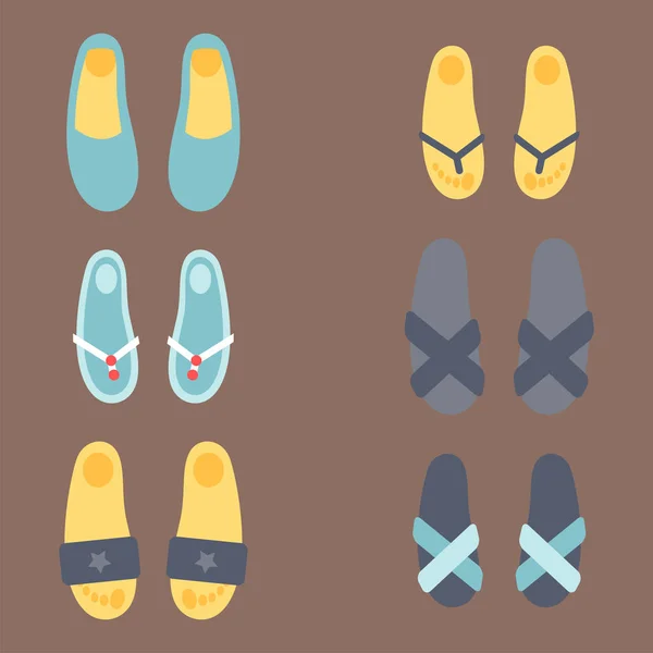 拖鞋设计矢量图图形海滩休闲鞋拖鞋美放松鞋服装 — 图库矢量图片