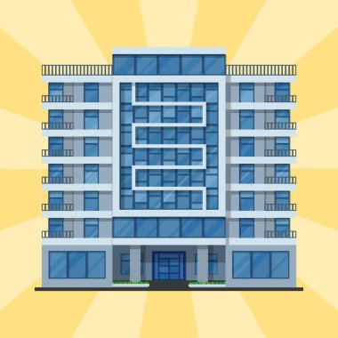 Şehir binaları modern kule ofis mimarisi ev iş daire ev cephe vektör çizim