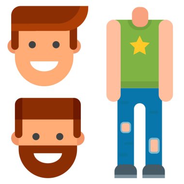 Adam Oluşturucu vücut avatar yaratıcısı vektör çizgi film karakteri oluşturma yedek parça yedek animasyon.