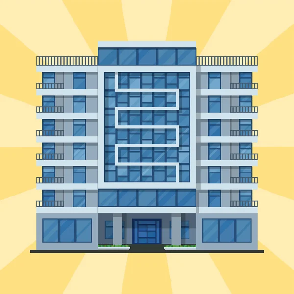 Edificios de la ciudad moderna torre oficina arquitectura casa negocio apartamento casa fachada vector ilustración — Vector de stock
