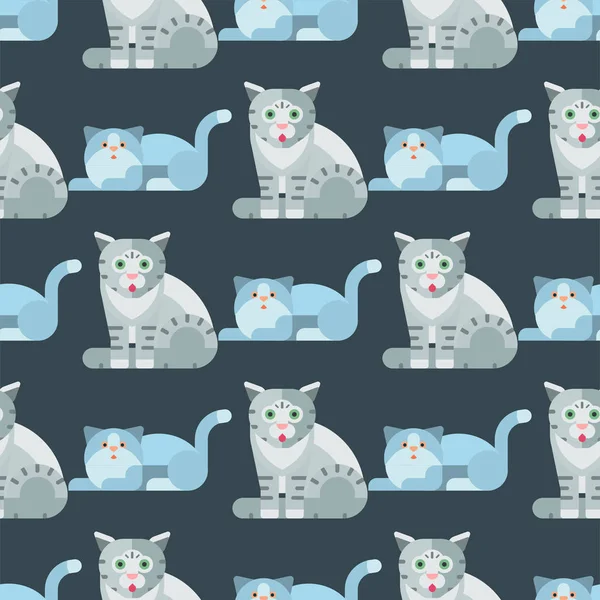 Katten vector illustratie schattige dieren naadloze patroon grappige decoratieve kitty tekens katachtige binnenlandse trendy huisdier kitten — Stockvector