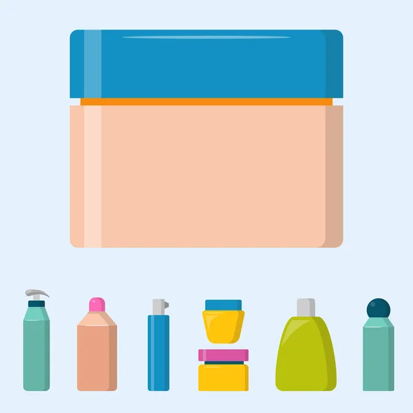 Ilustracja wektorowa butelki kosmetyk balsam makijaż uroda pojemnik płyn krem fluid Pack. — Wektor stockowy