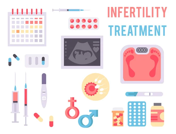 불 임 임신 문제 의료 출산 벡터 서명 치료 수정 프로세스 infographic 도구 — 스톡 벡터