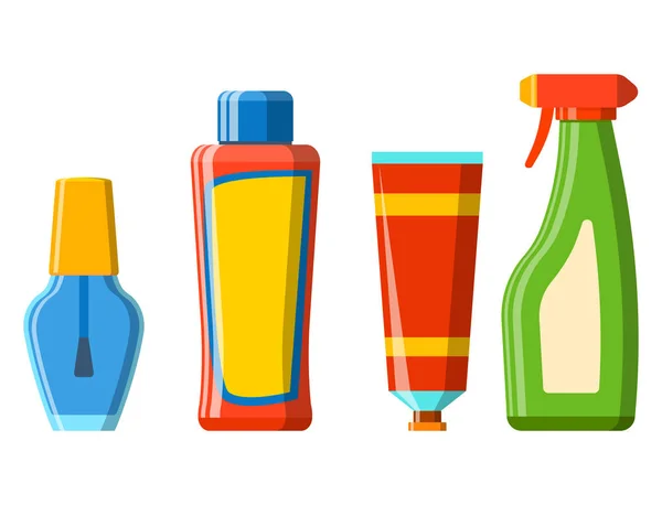 Wanna plastikowa butelka szampon pojemnik prysznic płaski ilustracja do projektowania łazienki wektor higieny. — Wektor stockowy
