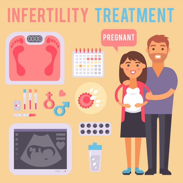 Infertility pregnancy problems medical maternity vector signs treatment fertilization processes infographic tools