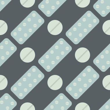 Hap ve kapsül ile Seamless Modeli arka plan basit düz ağrı kesici ilaç vektör çizim.