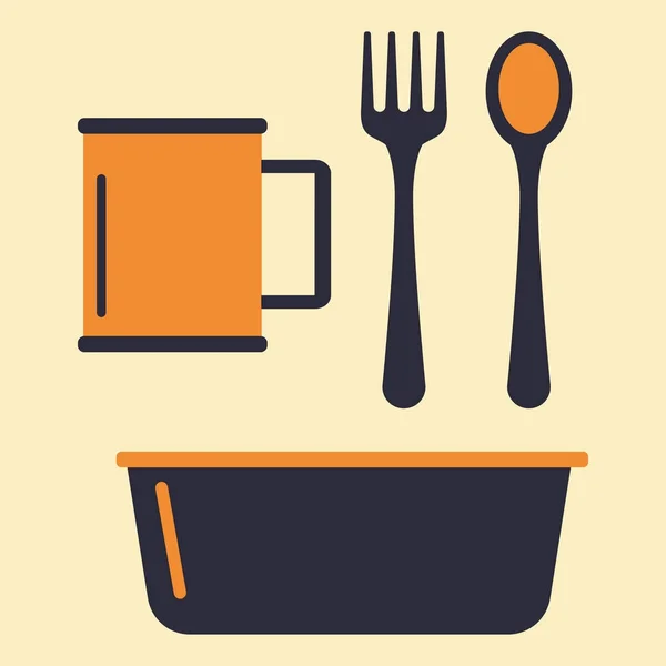 Vaisselle tasse plastique vaisselle cuisine restaurant équipement vaisselle vecteur illustration . — Image vectorielle