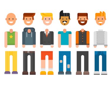 Adam Oluşturucu vücut avatar yaratıcısı vektör çizgi film karakteri oluşturma yedek parça yedek animasyon.