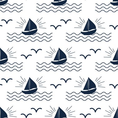 Gemi kruvazör tekne deniz seamless modeli gemi seyahat sanayi vektör yelkenli deniz arka plan kümesi cruise.
