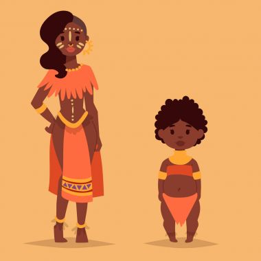 Masai Afrika insanlar geleneksel giyim mutlu kişi ailelerde illüstrasyon vektör.