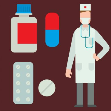 Tıbbi acil durum işareti ilk steril hastane bandaj ambulans doktor vektör çizim çapraz semboller.