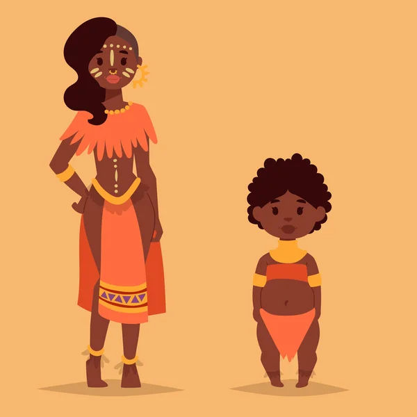 Maasai afrikanska folket i traditionella kläder glad person familjer vektor illustration. — Stock vektor