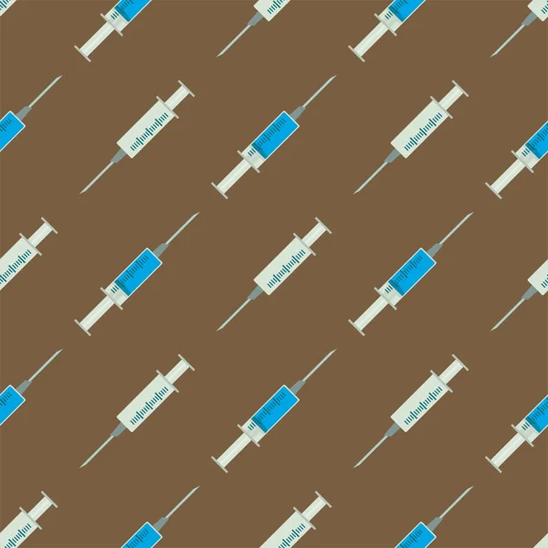 Jeringa patrón inconsútil ilustración de dibujos animados hospital inyección medicina inyectar medicamento aguja vacunación vector — Archivo Imágenes Vectoriales