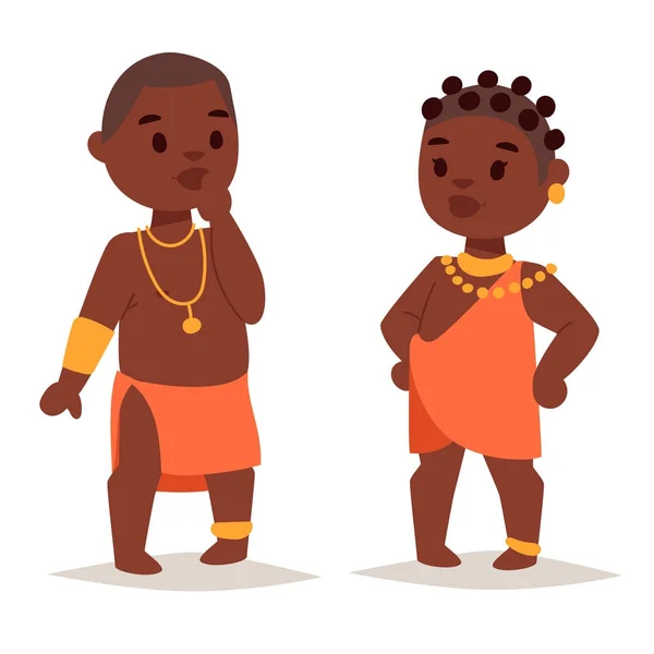 De Afrikaanse bevolking Maasai in traditionele kleding gelukkig mens gezinnen vector illustratie. — Stockvector