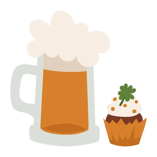 Alkohol sör bögre üveg sapka vektoros illusztráció kézműves ital. — Stock Vector