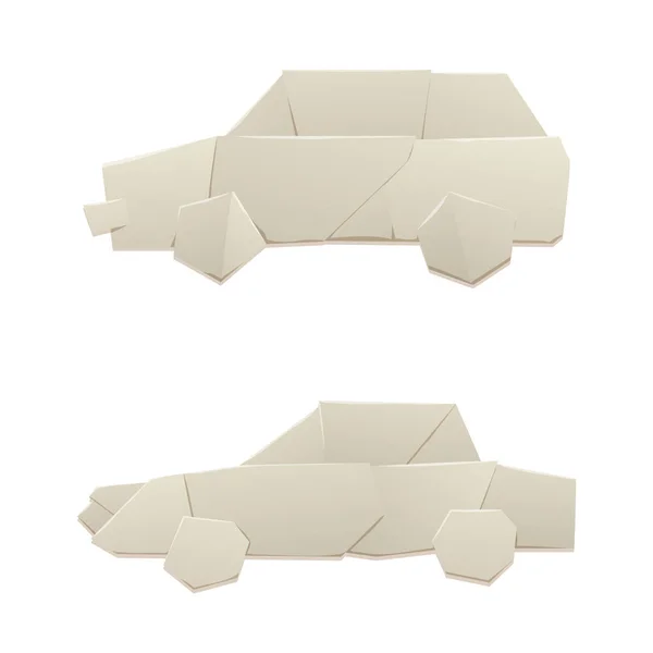 Origami logístico carro de papel conceito de transporte original viagem plana folha de papel transporte liberdade vetor ilustração . —  Vetores de Stock