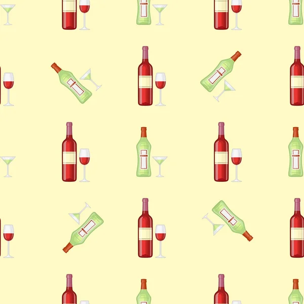Αλκοολούχα ποτά ποτών κοκτέιλ μπουκάλι χωρίς ραφή πρότυπο lager κοντέινερ μεθυσμένος διαφορετικά γυαλιά εικονογράφηση φορέα. — Διανυσματικό Αρχείο