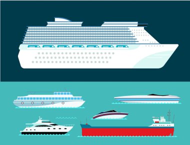 Cruise gemisi kruvazör tekne deniz sembolü gemi seyahat sanayi vektör yelkenli deniz simge kümesi
