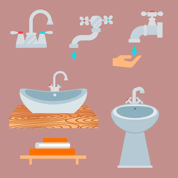 Equipo de baño icono inodoro cuarto de baño limpio estilo plano ilustración higiene diseño . — Archivo Imágenes Vectoriales