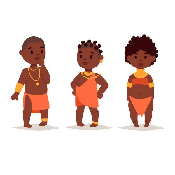Maasai afrikanska folket i traditionella kläder glad person familjer vektor illustration. — Stock vektor
