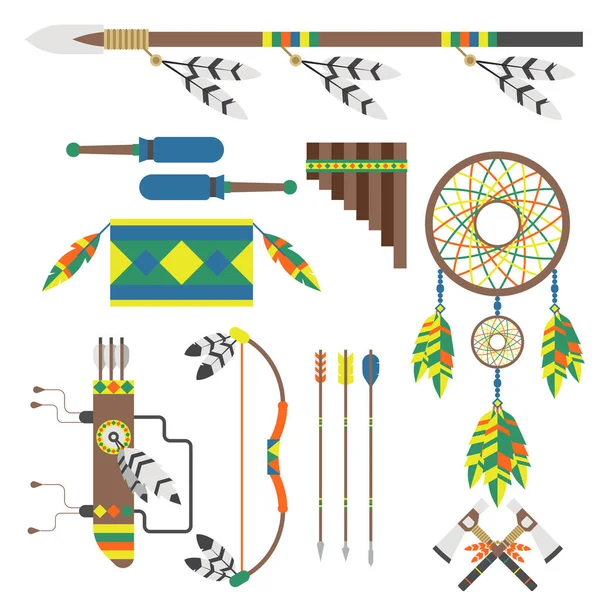 Elemento de diseño indio del oeste salvaje concepto de arte tradicional e ilustración de vectores de cultura de plumas étnicas tribales nativas . — Archivo Imágenes Vectoriales