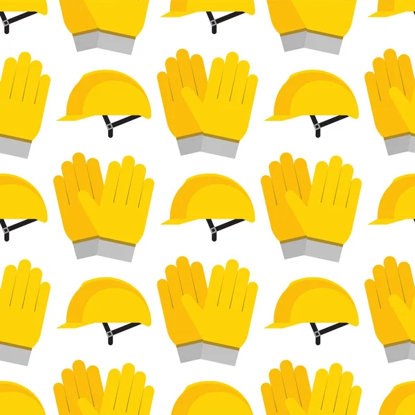 Sarı Plastik kask ya da inşaat Emanet baret mühendis baş güvenli donanımları Dikişsiz desen vektör çizim.