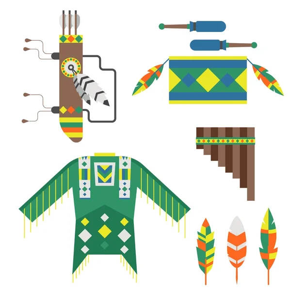 Wild West american indian design element traditional art concept and native tribal ethnic feather culture vector illustration . — Vetor de Stock