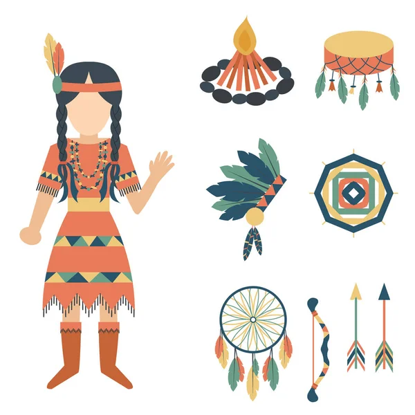 Los indios icono templo ornamento y elemento hinduismo vintage retro personas étnicas herramientas vector ilustración — Vector de stock