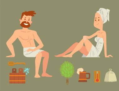 Yüz ve banyo duş Buhar alarak yıkama banyo insanlar beden almak lüks rahatlama karakter vektör çizim