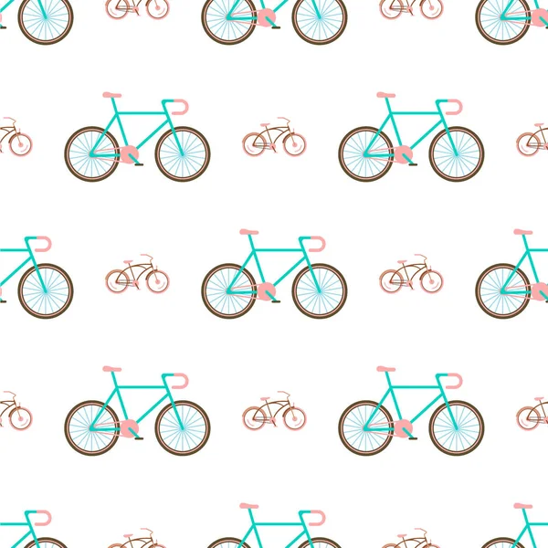 Fietsen vintage stijl oude fiets naadloze patroon achtergrond vervoer vectorillustratie — Stockvector