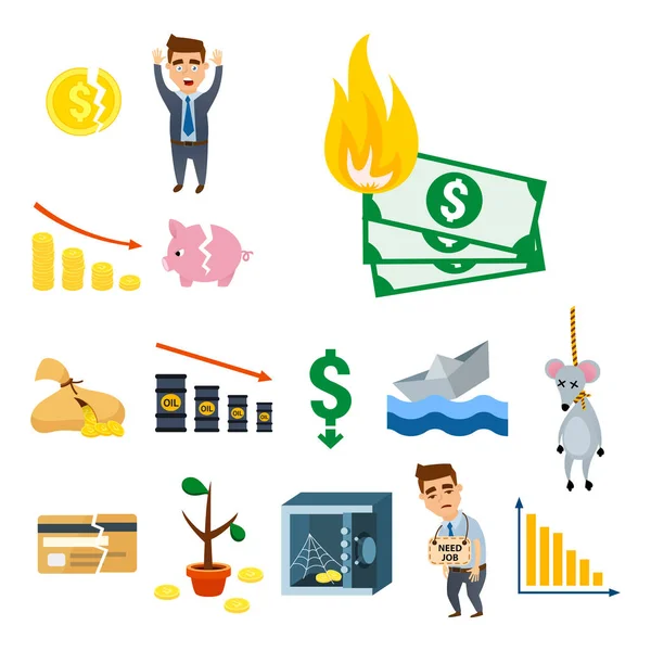 Crisis symbolen concept probleem economie banking bedrijf financiën ontwerp investeringen pictogram vectorillustratie. — Stockvector