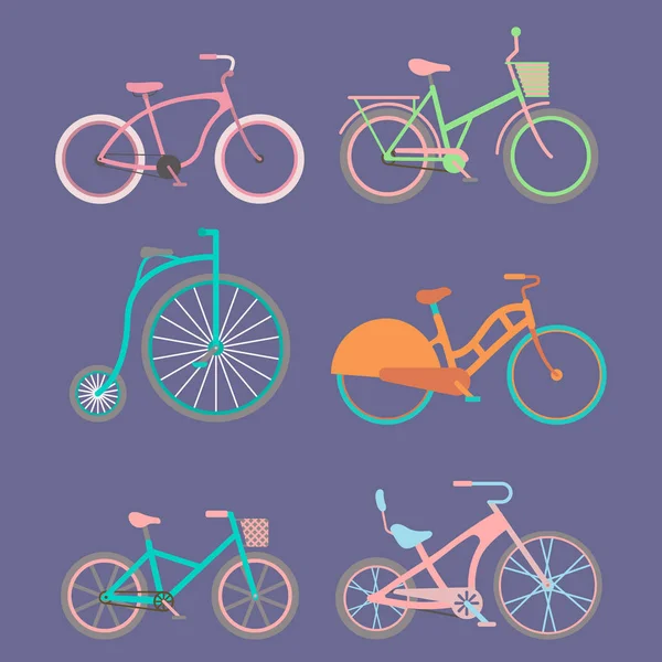 Vector fietsen vintage stijl oude fiets vervoer retro ride voertuig zomer cyclus vervoer illustratie — Stockvector