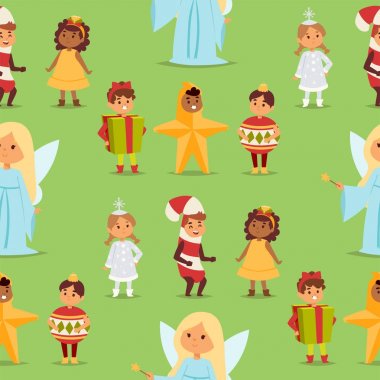 Noel karnaval kılık illüstrasyon vektör çocuklar.