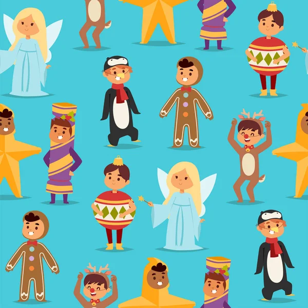 Ilustración del vestuario del carnaval de Navidad niños vector . — Vector de stock