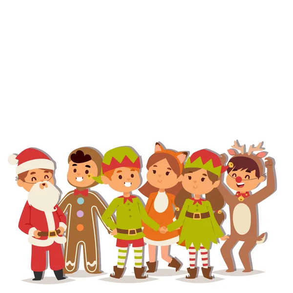 Illustratie van Kerstmis carnaval kostuum kids vector. — Stockvector