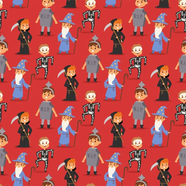 Şirin çocuklar Halloween Parti kostümleri vektör giyiyor.