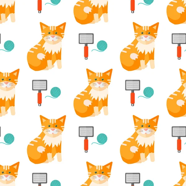 Gatos cabezas vector ilustración lindo animal divertido sin costuras patrón fondo personajes felino doméstico moda mascota — Vector de stock