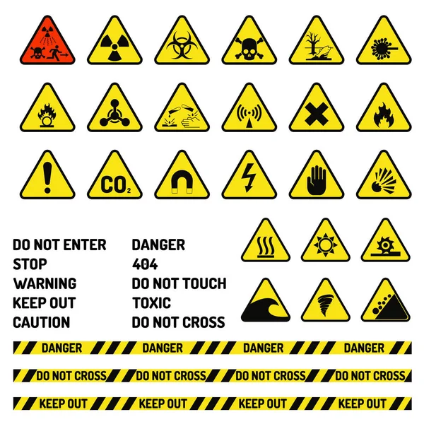 Prohibition signs industry production vector warning danger symbol forbidden safety information protection no allowed caution information. — Stock Vector