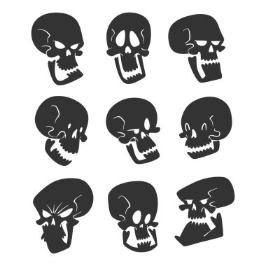 Kafatası kemikleri insan yüzü halloween korku ölüm korkunç vektör illüstrasyon izole arka plan üzerinde korku.