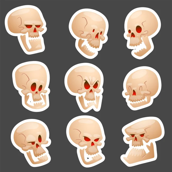 Huesos de cráneo cara humana Halloween horror crossbones miedo vector aterrador ilustración aislado en el fondo . — Vector de stock