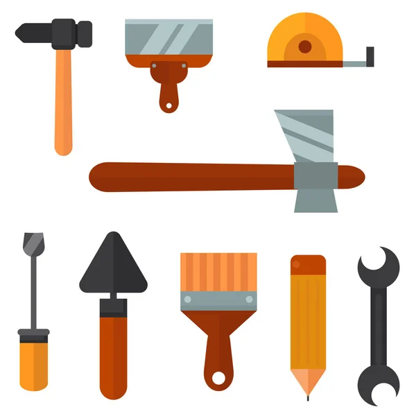 Herramientas de construcción equipo de trabajo renovación de la casa handyman vector ilustración . — Vector de stock