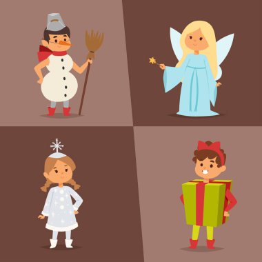 Noel karnaval kılık illüstrasyon vektör çocuklar.