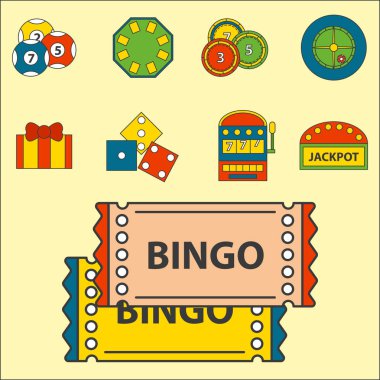 Casino oyun simgeleri poker kumarbaz sembolleri kazanan rulet joker slotbvector illüstrasyon blackjack.