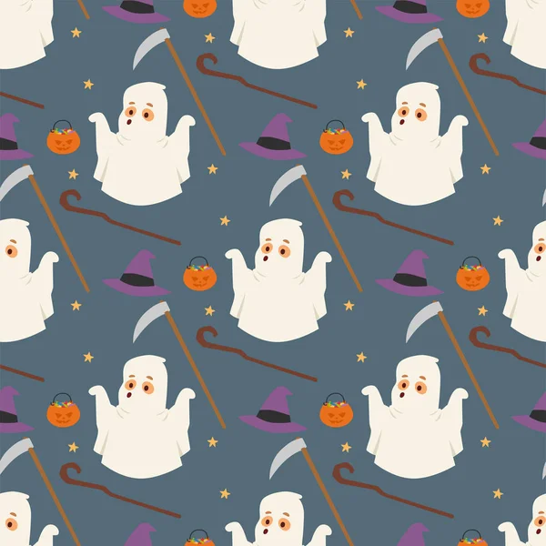 Halloween ghost wzór tła noc rip party Cukierek albo psikus ilustracja wektorowa cukierki. — Wektor stockowy